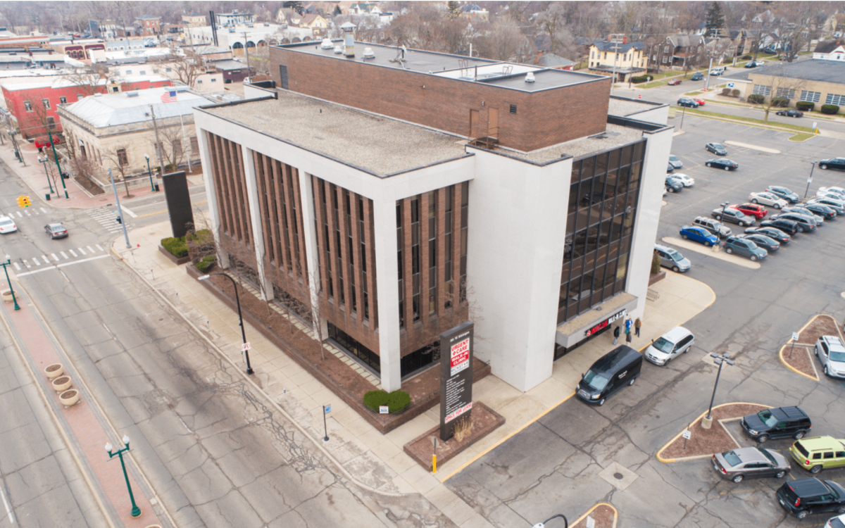 overhead view of the Ypsilanti Banking center - University Bank